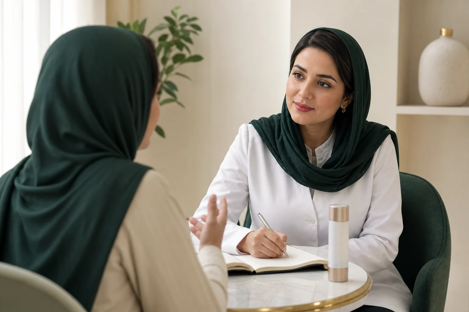 مشاور ایرانی در حال شنیدن دقیق نیاز مراجعه‌کننده